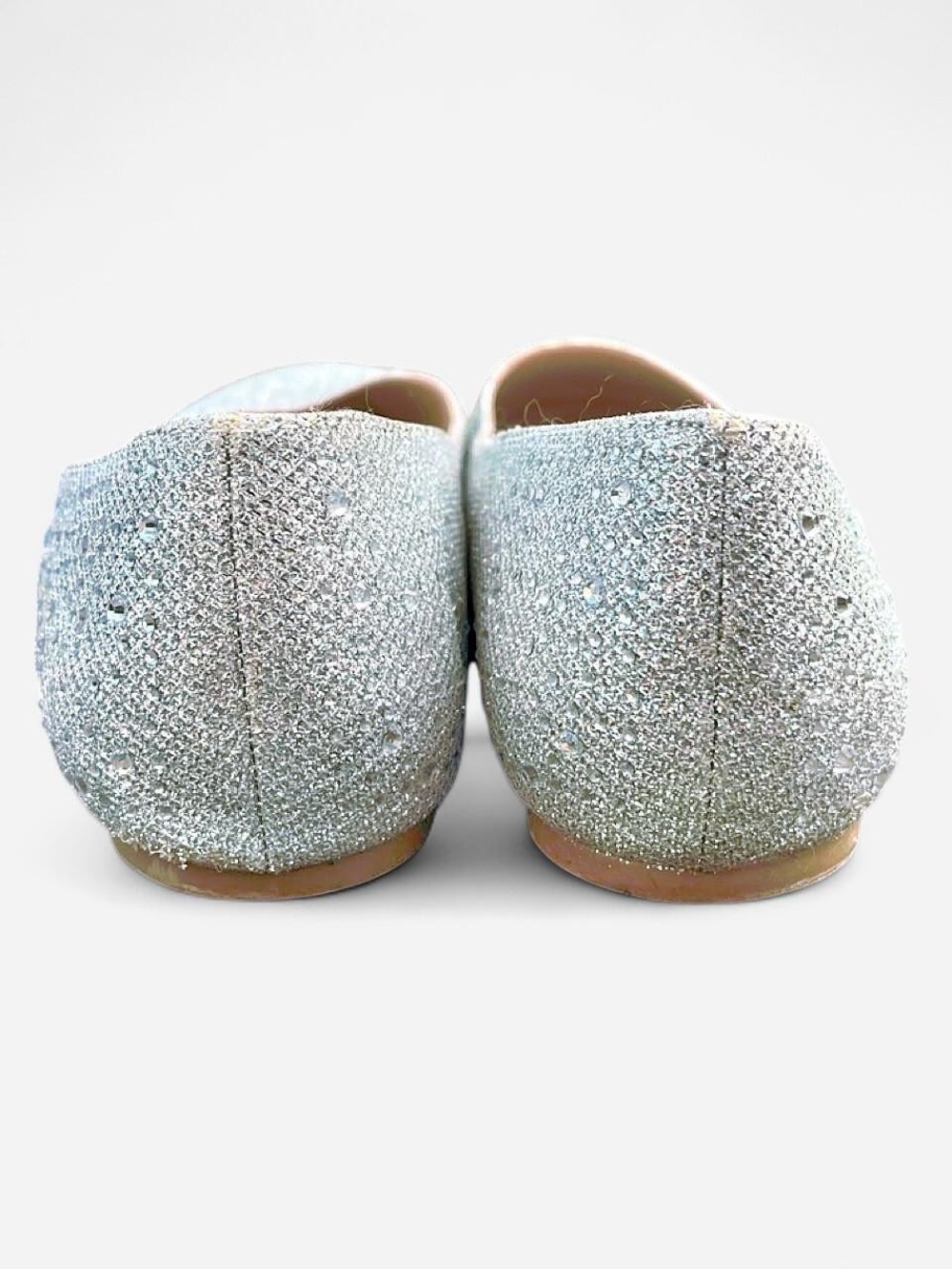 City Classified Silver Glitter Rhinestone Ballet Flats | Women’s Slip-On Shoes - Picture 5 of 6